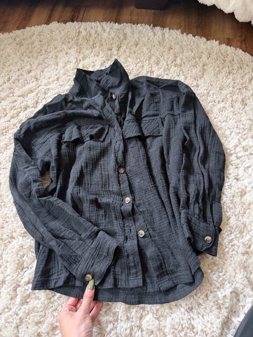 Black long-sleeve button-down Union Bay Supplies with a subtle textured weave an